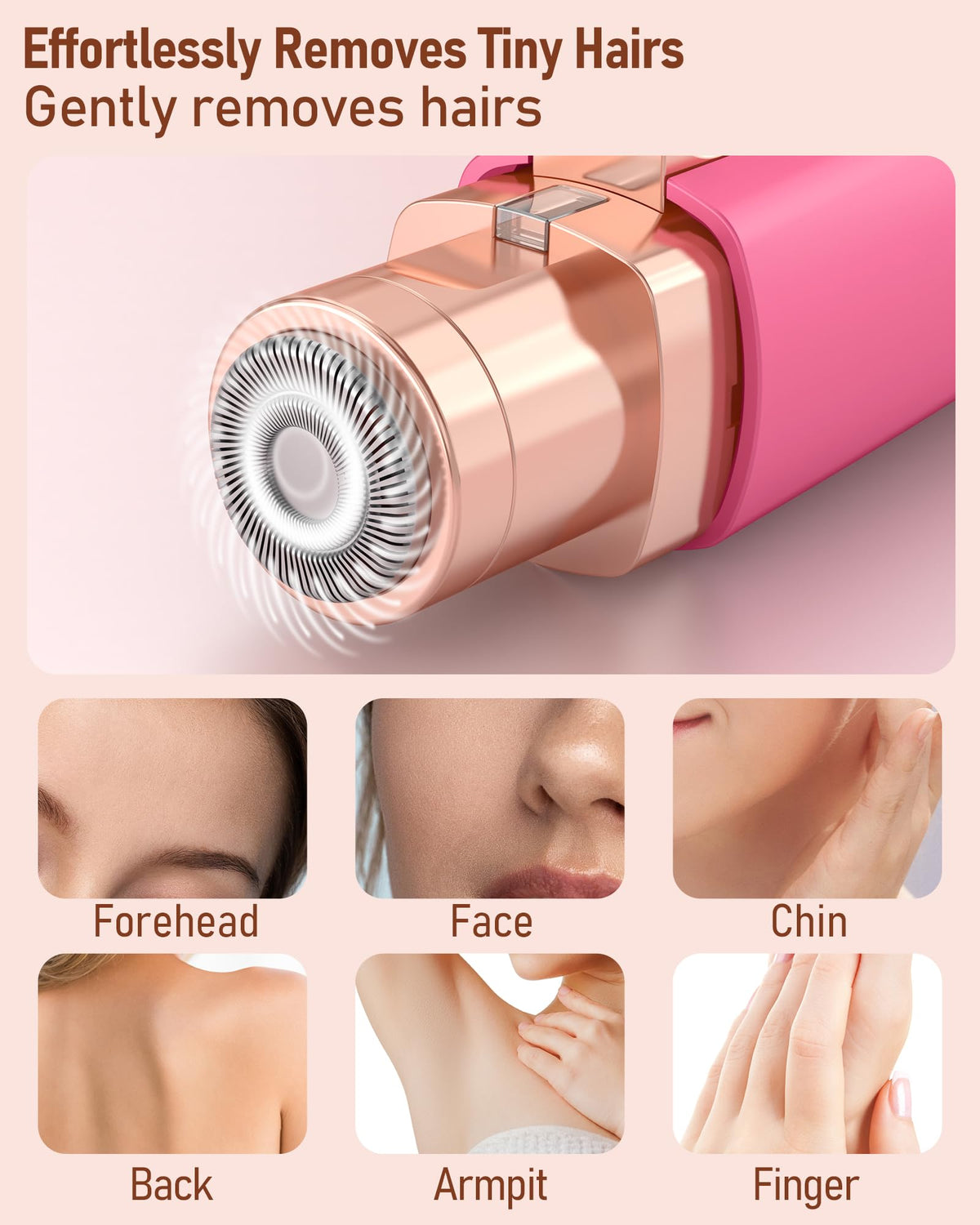 Eyebrow & Facial Hair Trimmer for Women: 2 in1 Rechargeable Facial Hair Removal and Eyebrow Shaver, Painless Shaving with Built-in LED Light - Perfect for Face, Lips, and Body