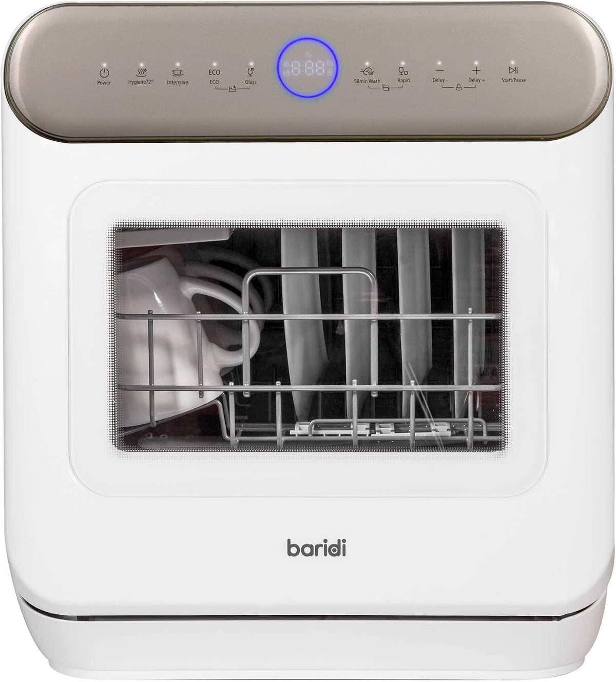 Baridi Table Top Dishwasher, 6L Portable Mini Dishwasher, 3 Place Settings, 7 Wash Functions - DH72