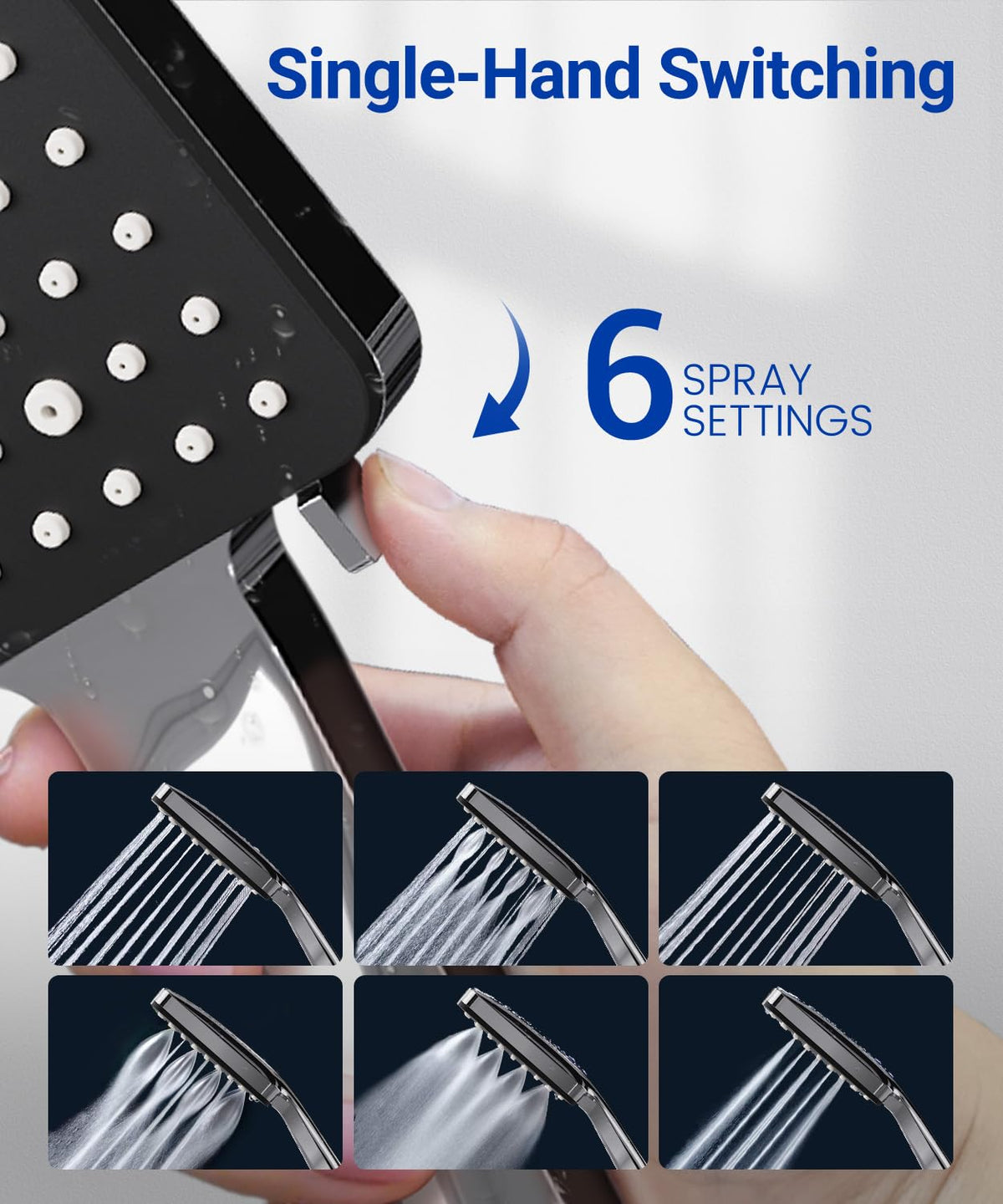 High Pressure Shower Head, Power Shower Head with 6 Modes