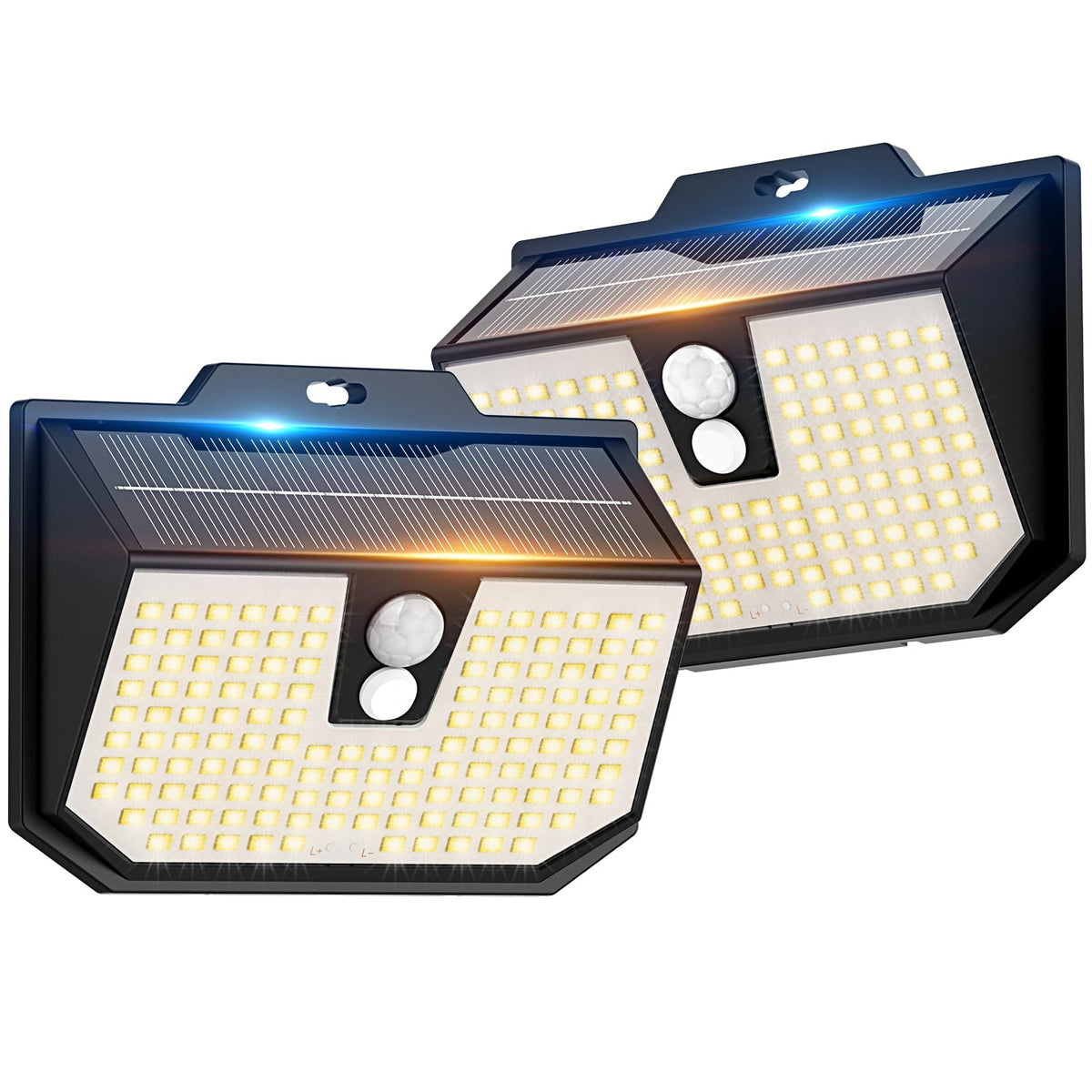 132LED Solar Security Lights,3000K Wall Lights IP65 Waterproof