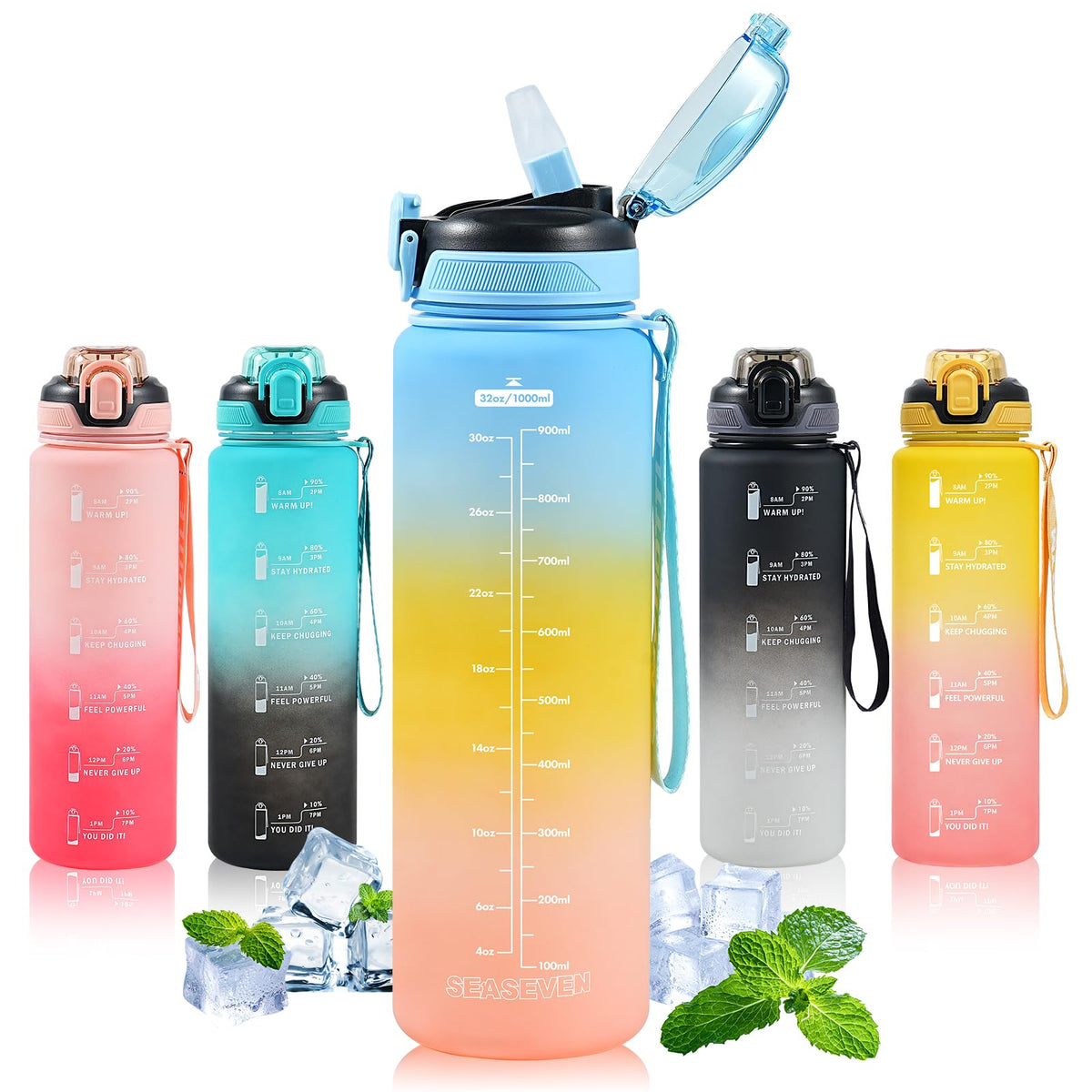 SEASEVEN Flat Water Bottle 750ML for Gym,School Office(Flat Pink)