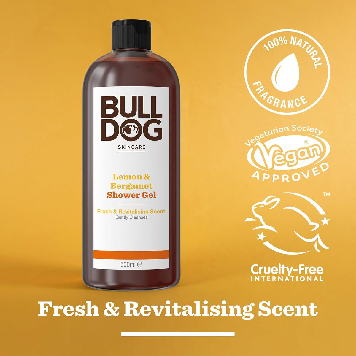 BULLDOG SKINCARE Lemon & Bergamot Shower Gel for Men, 500ml