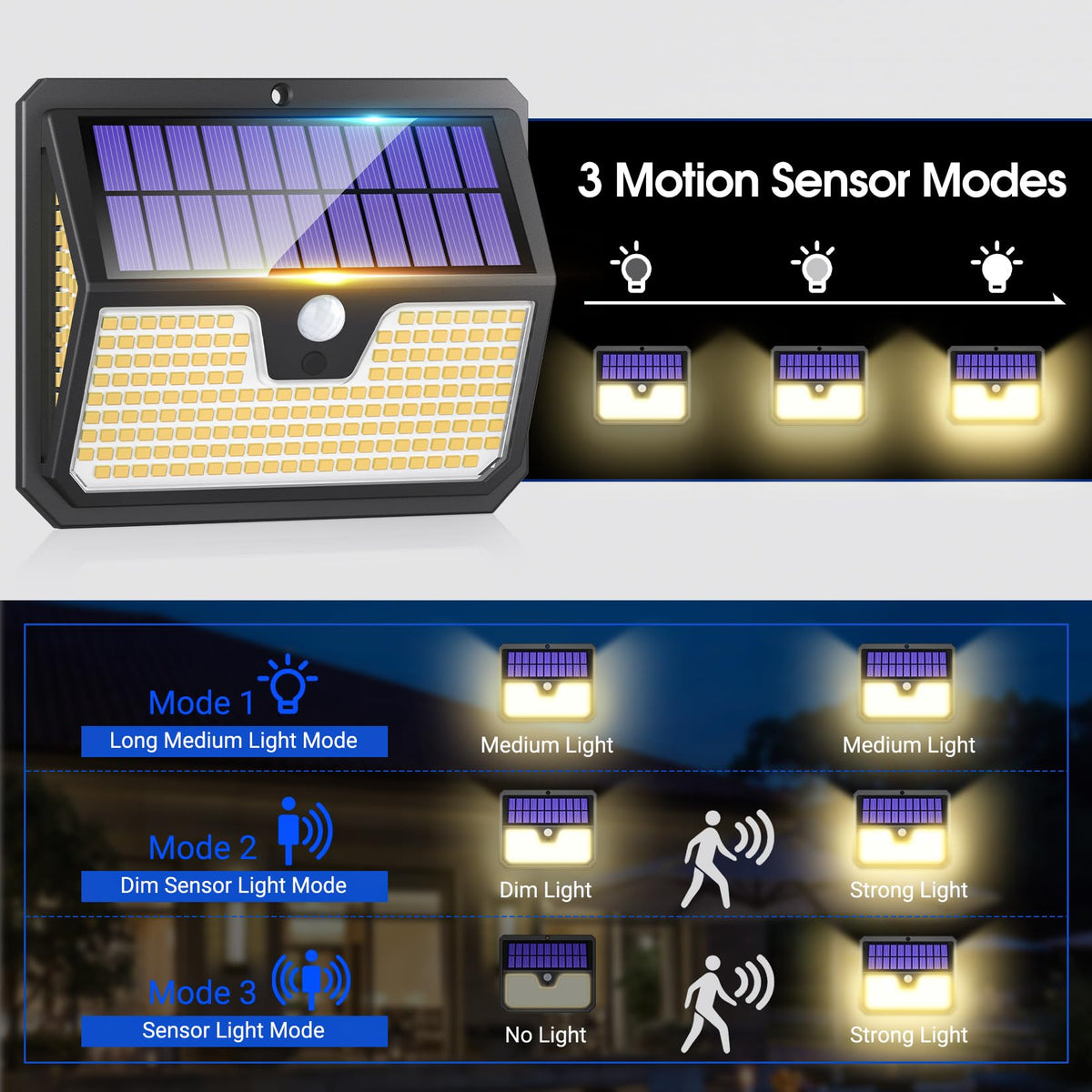 Outdoor Garden Solar Security Lights - 6 Pack Solar Motion Sensor Light