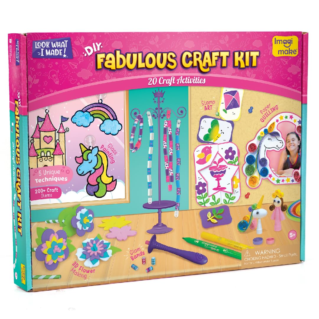 Imagimake Princess Craft Kit | 10 Mess-Free DIY Activities | Bracelet Making Kit, Unicorn Pouch, Butterfly Wands & More | Unicorn Gifts for Kids | Gifts for Girls & Boys 5,6,7,8,9,10,11,12 Years Old