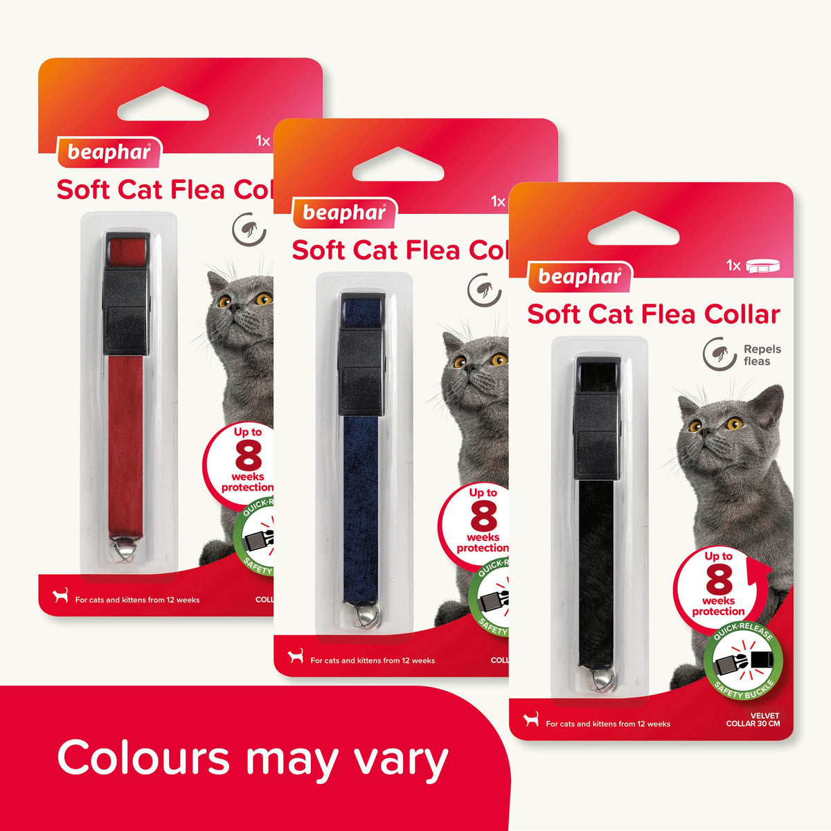 Beaphar – Soft Flea Collar for Cats – Repels Fleas For up to 8 Weeks – Adjustable Fit With Quick Release Safety Buckle – Reflective Finish for More Visibility at Night – 1 x Reflective Collar