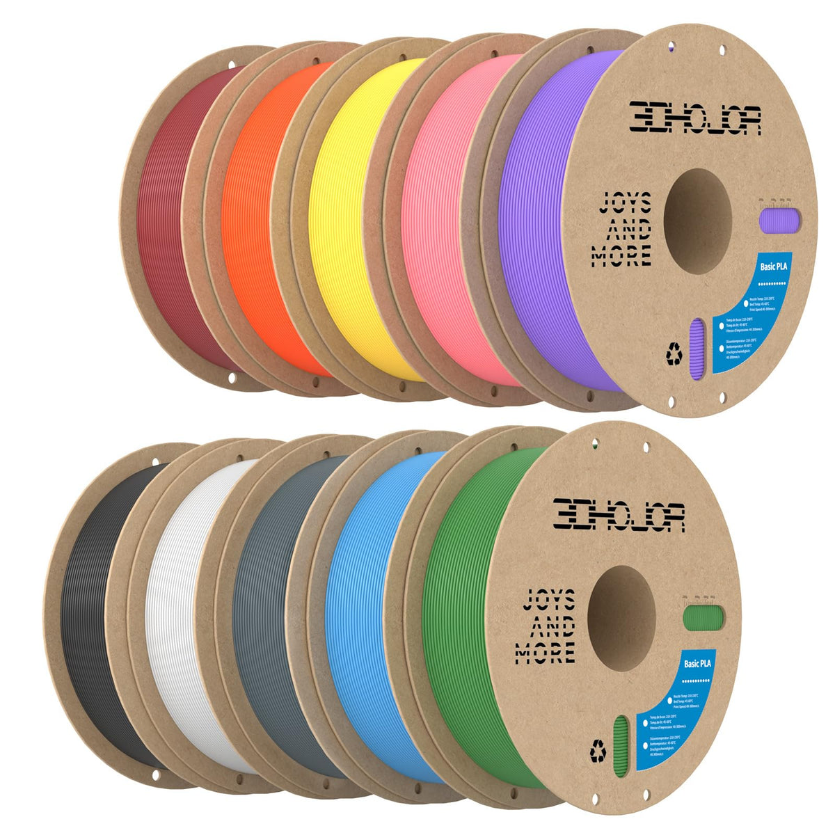3DHoJor Basic PETG Filament 1.75mm 1kg*2 Bundle for 3D Printers-2Pack Black