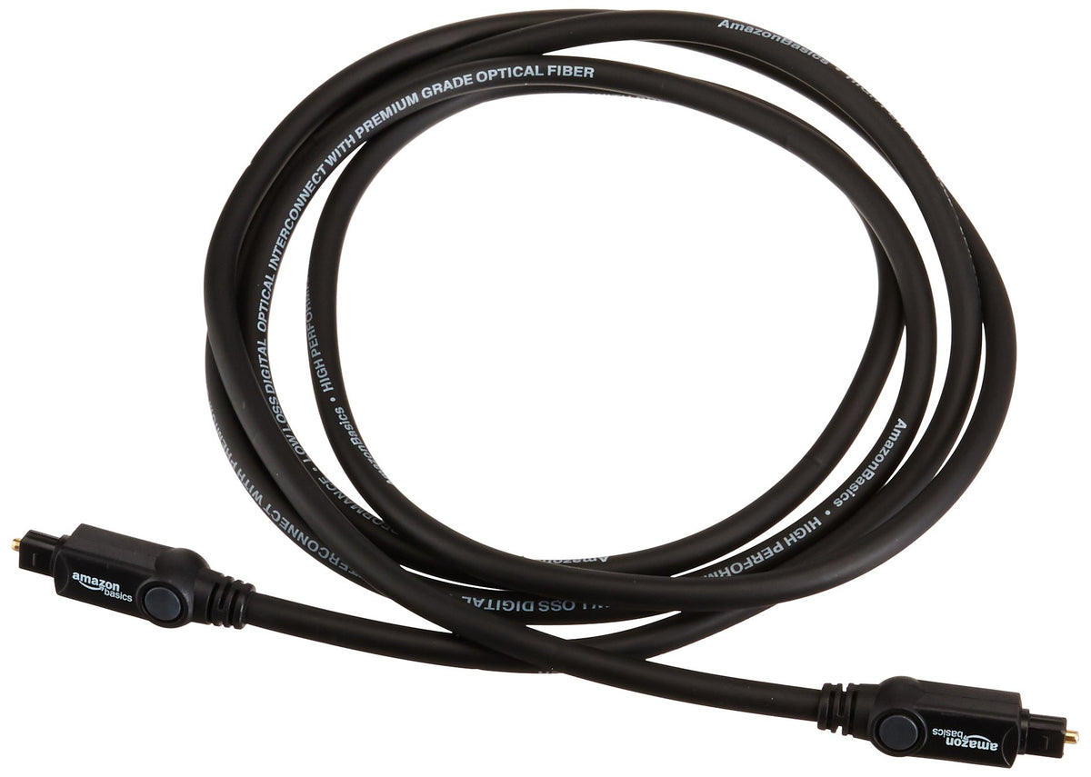 Amazon Basics Toslink Digital Optical Audio Cable, Multi-Channel, for Audio System, Sound Bar, Home Theatre, Gold-Plated Connectors, 3 m, Black