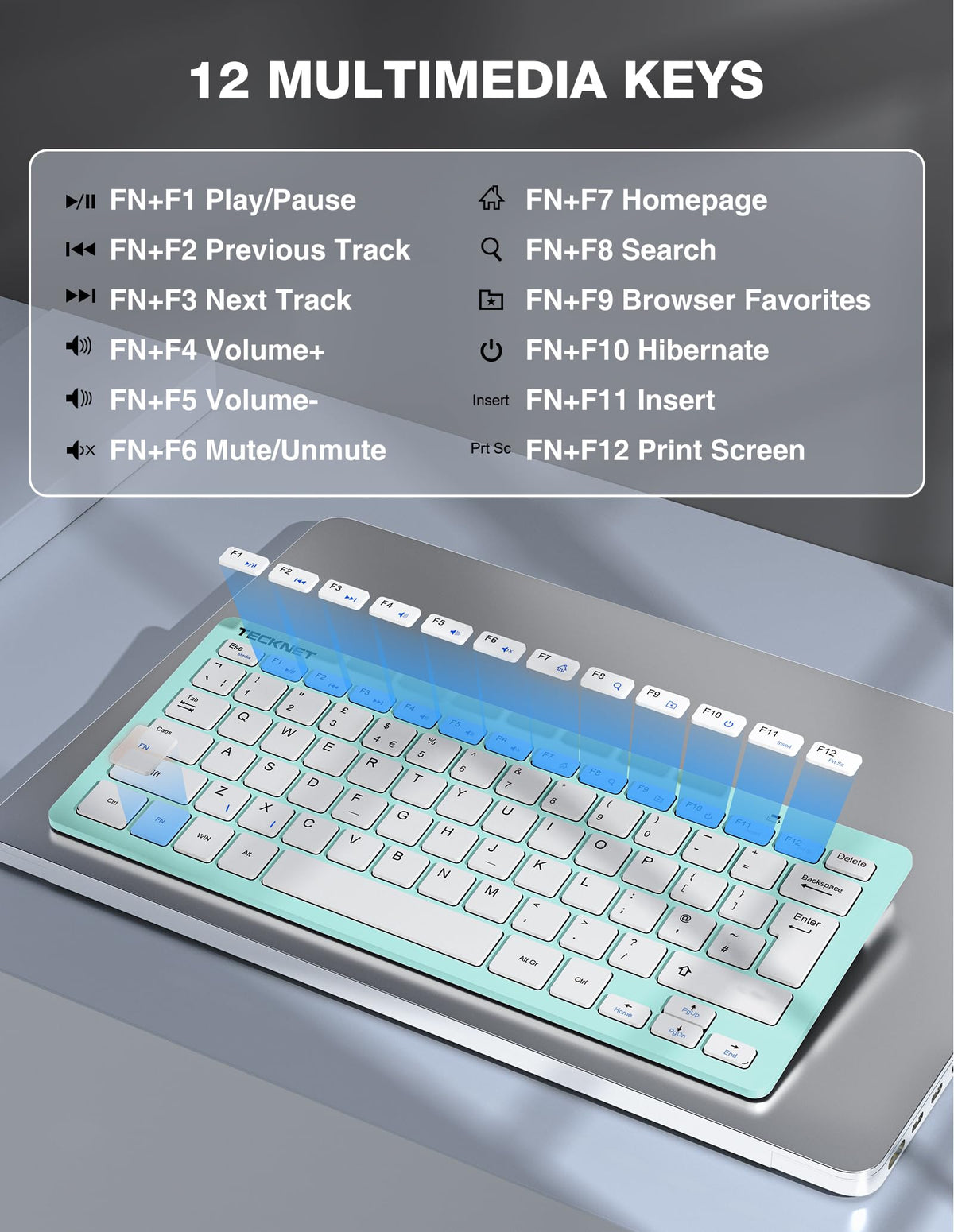 TECKNET Mini Wireless Keyboard and Mouse Set, 2.4G Cordless USB, Black