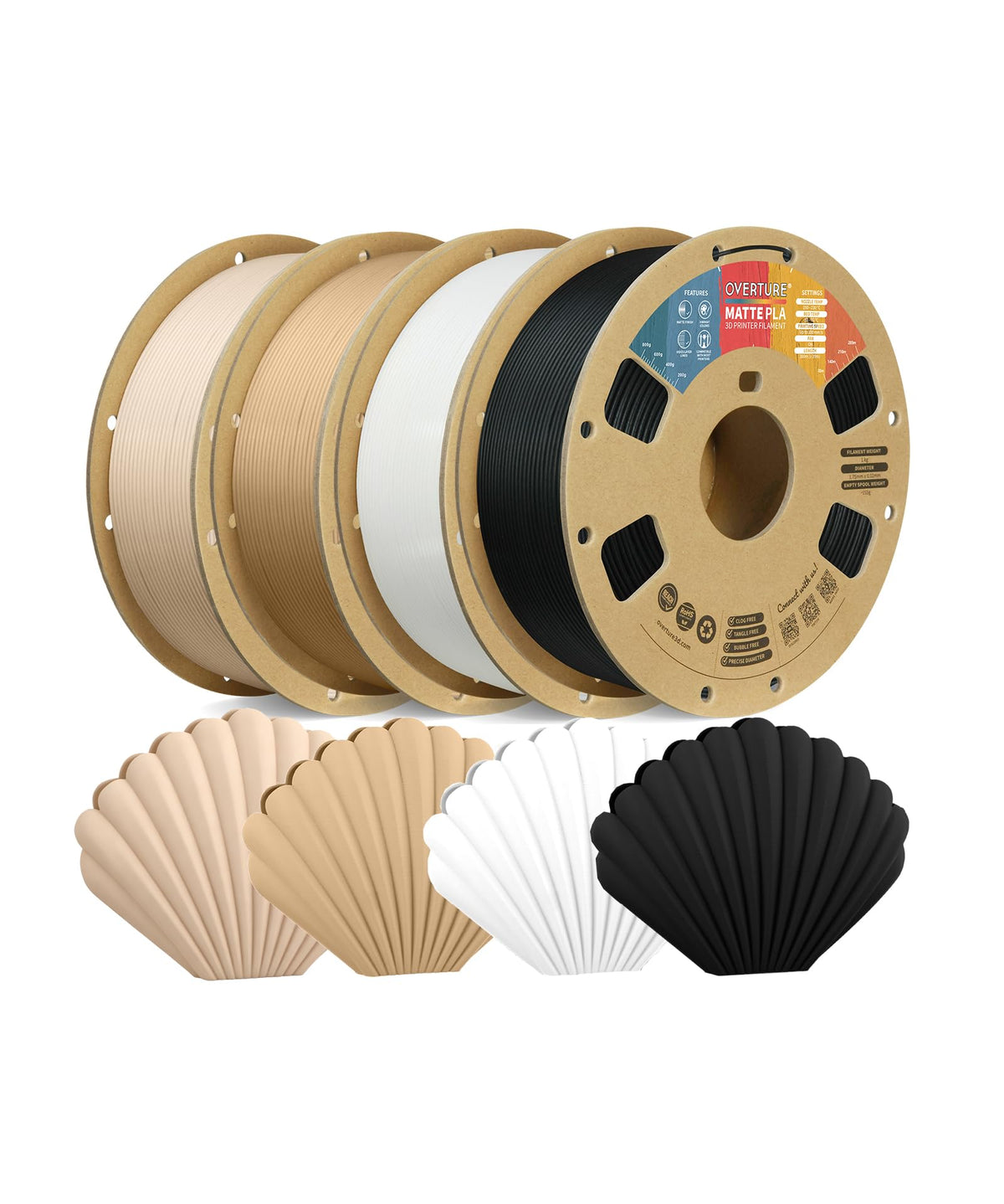 OVERTURE Matte PLA 3D Printer Filament 1.75mm, 1kg Light Brown