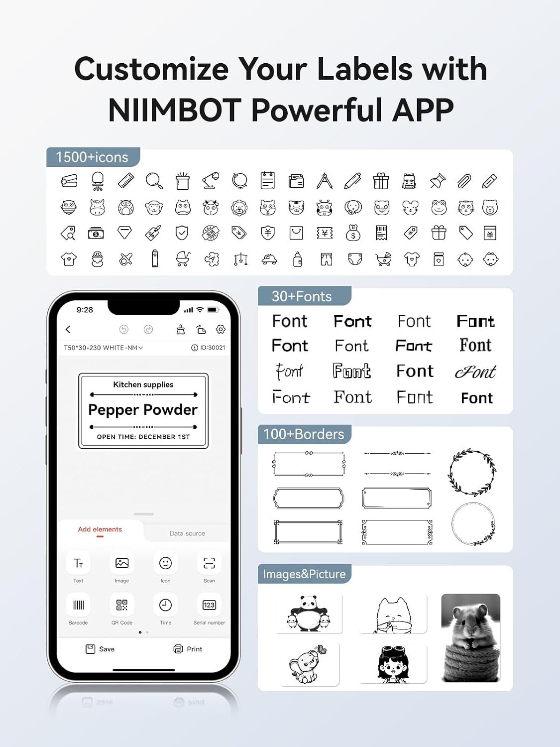 NIIMBOT B1 2-Inch Label Maker, Portable Thermal Printer for Small Business