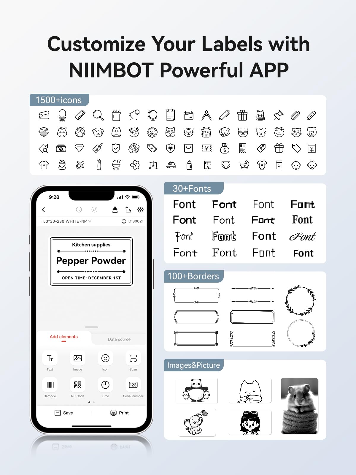 NIIMBOT B1 2-Inch Label Maker, Portable Thermal Printer for Small Business