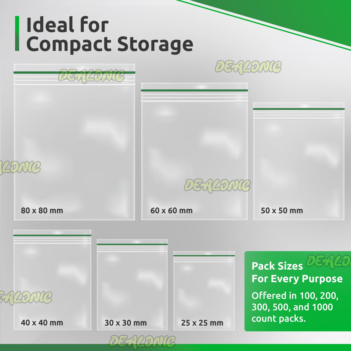 Grip Seal Resealable Zip Lock Bags 100 Pack (30mm x30mm) Small Transparent Plastic Zipper Gripseal Bags for Jewellery, Coins, Screws, Beads, Buttons & Tiny Item Storage