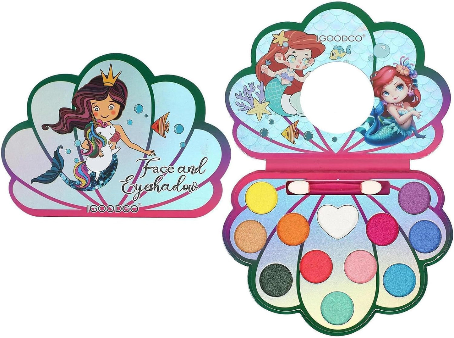 12 Colors Kids Makeup Set for Girls, Non-Toxic Kids Cosmetics, Washable Kids MakeUp Set Girl Toy, Princess MakeUp Kit with Brush and Mirror, Christmas Halloween Birthday Makeup Gift for Girls