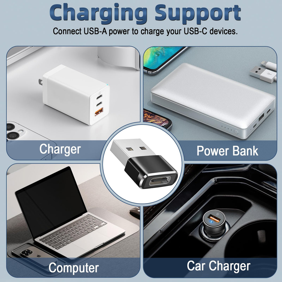 USB C to USB Adaptor, USB to USB C Adapter 3-Pack Charger Cable Converter