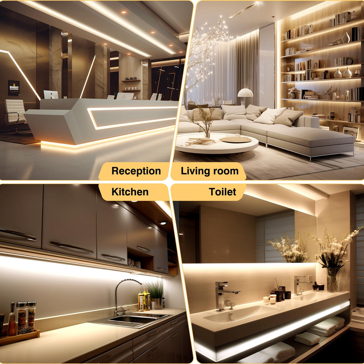 COB LED Strip 7.5m Warm White, 3000K, 24V, Remote Control, 8mm Wide