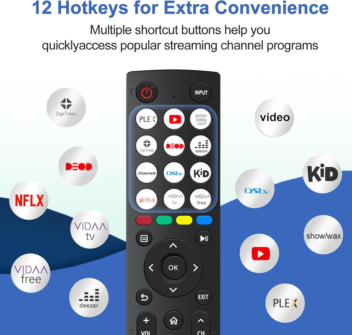 Replacement Hisense TV Remote Control for Hisense VIDAA 4K UHD FHD QLED LED LCD HDTV Smart TV Remote Replacement with 12 Shortcut Buttons, No Setup Required