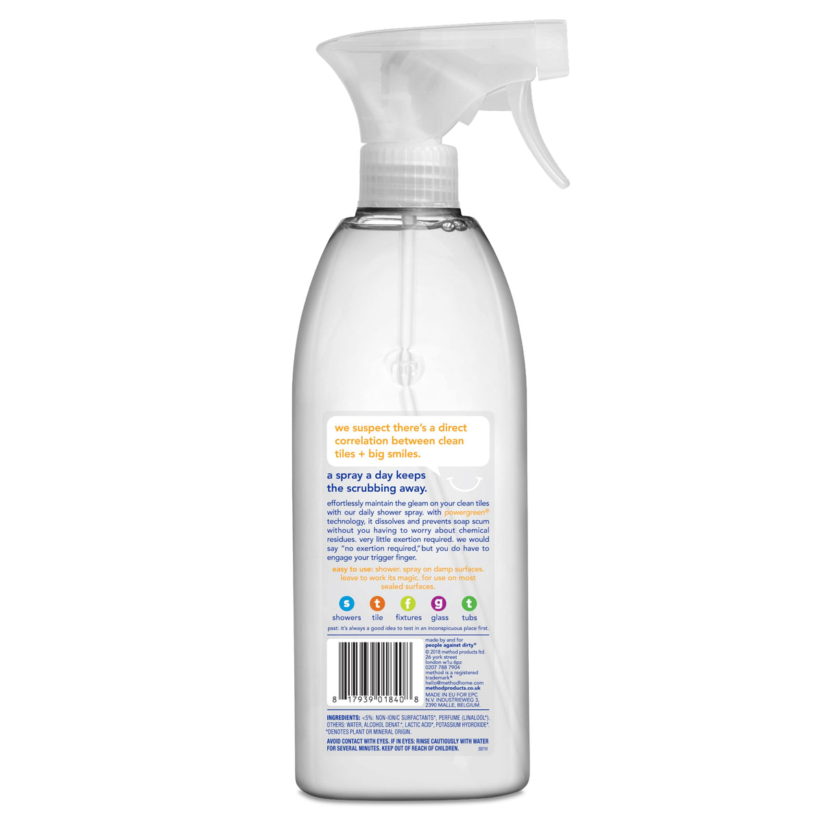 Method Daily Shower Cleaner Spray, Ylang Ylang, No Rinse, 828ml