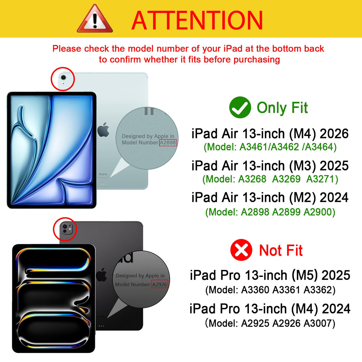 ProCase for iPad Air 13 Inch Case M4/M3/M2(2026/2025/2024), Black