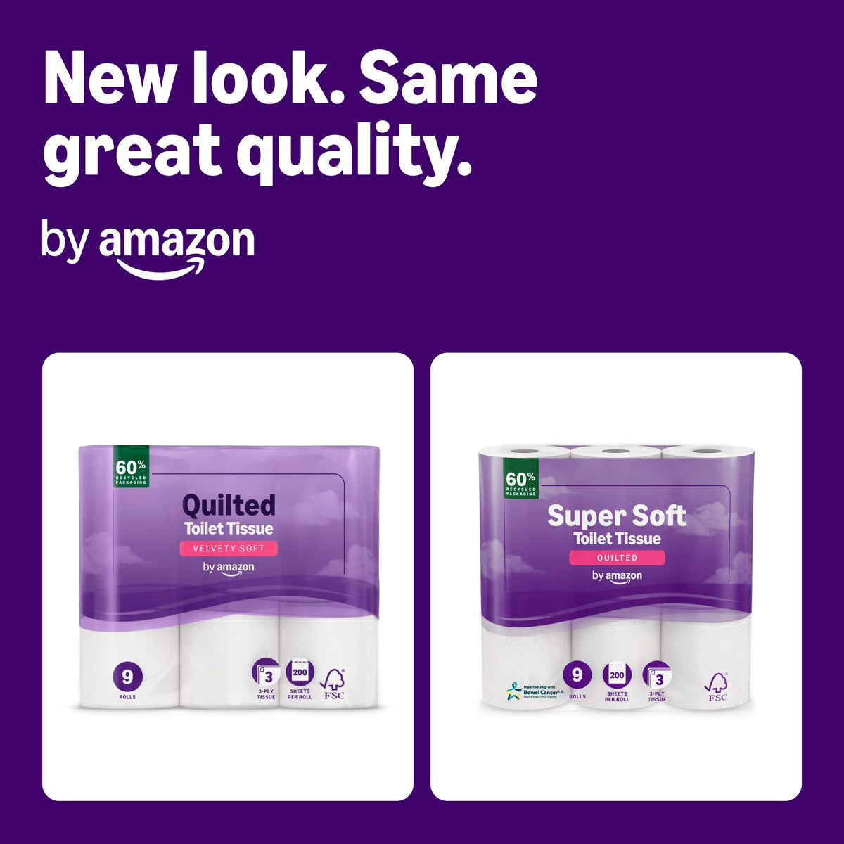 by Amazon Super Soft Toilet Tissue, 3-ply, 9 Rolls (1 Pack of 9), 200 Sheets per Roll