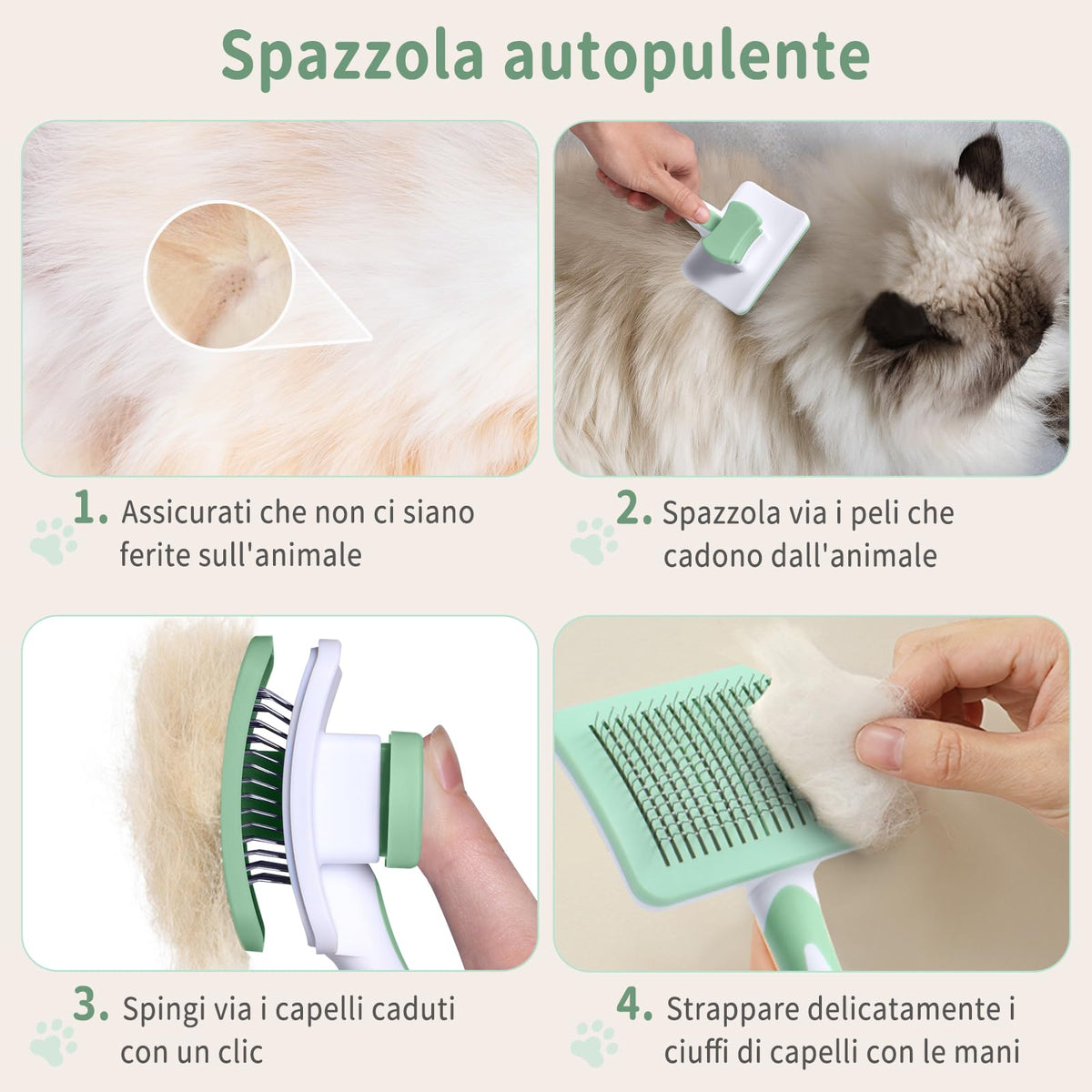 Vinabo Cat Dog Comb Brush, Cat Brush Grooming Comb, Self Cleaning Slicker Brushes, Pet Grooming Tool with Cleaning Button for Dog Shedding Tools