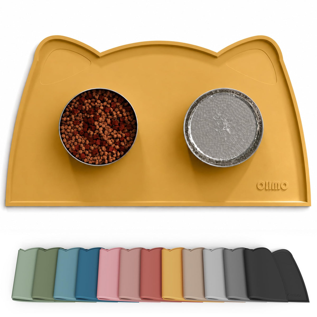 OHMO Silicone Cat Food Mat for Food&Water Bowls, 46x25cm, Camo Green