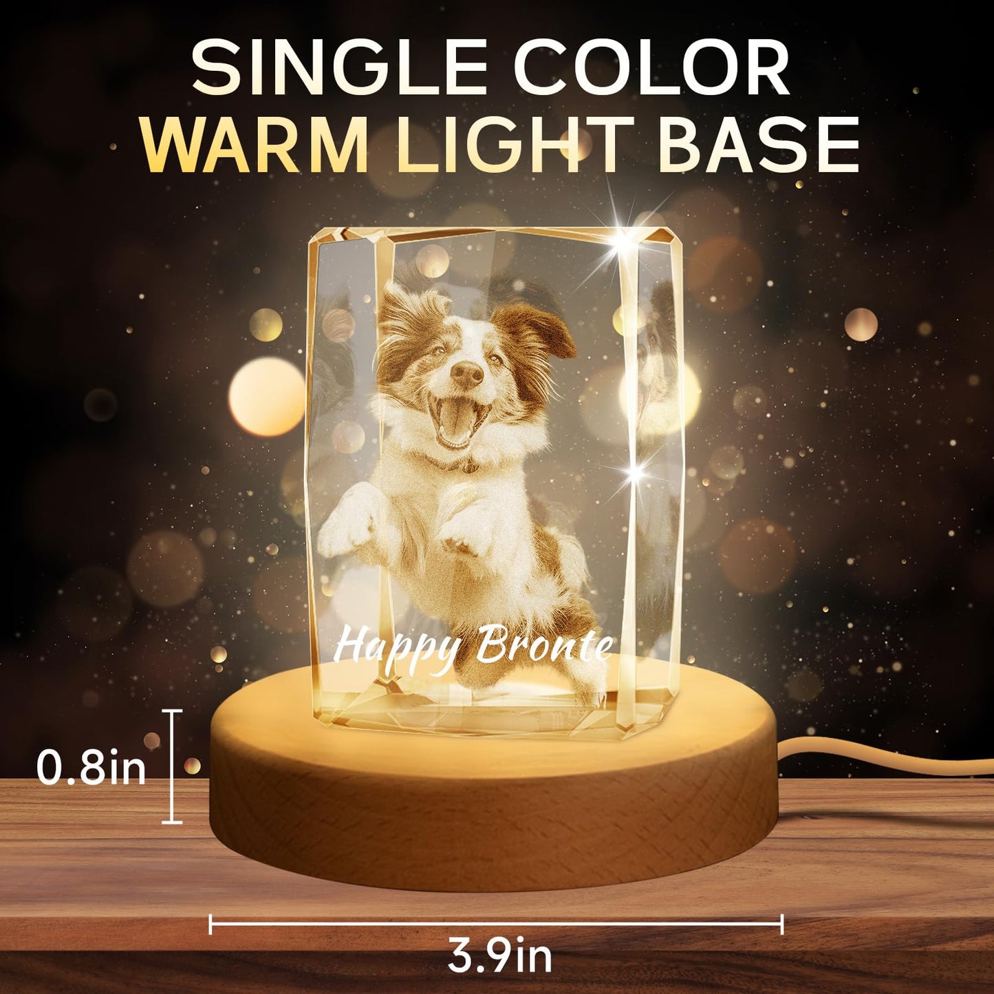 Personalised 3D Crystal Photo Gift, Custom Gifts with 3D Laser Etched, Engraved Inside the Crystal Using Your Photo Customized Memorial Custom Mother’s Day Picture Gift (Cuboid)