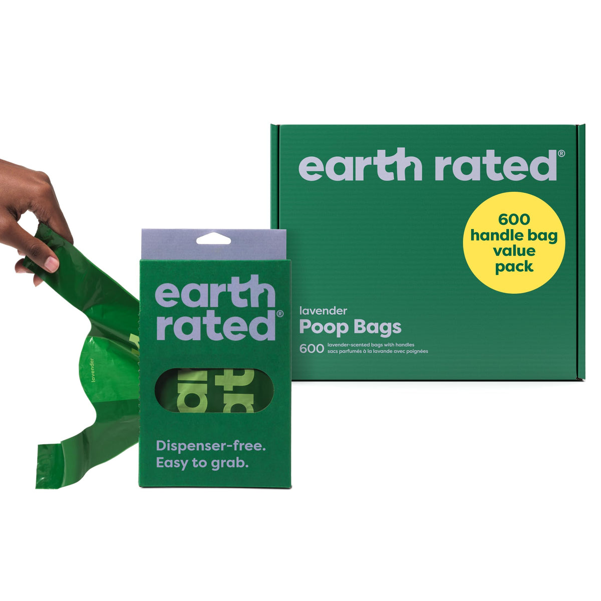 Earth Rated Dog Poo Bags with Handles, Easy Tie and Guaranteed Leakproof, Lavender Scented, 120 Bags