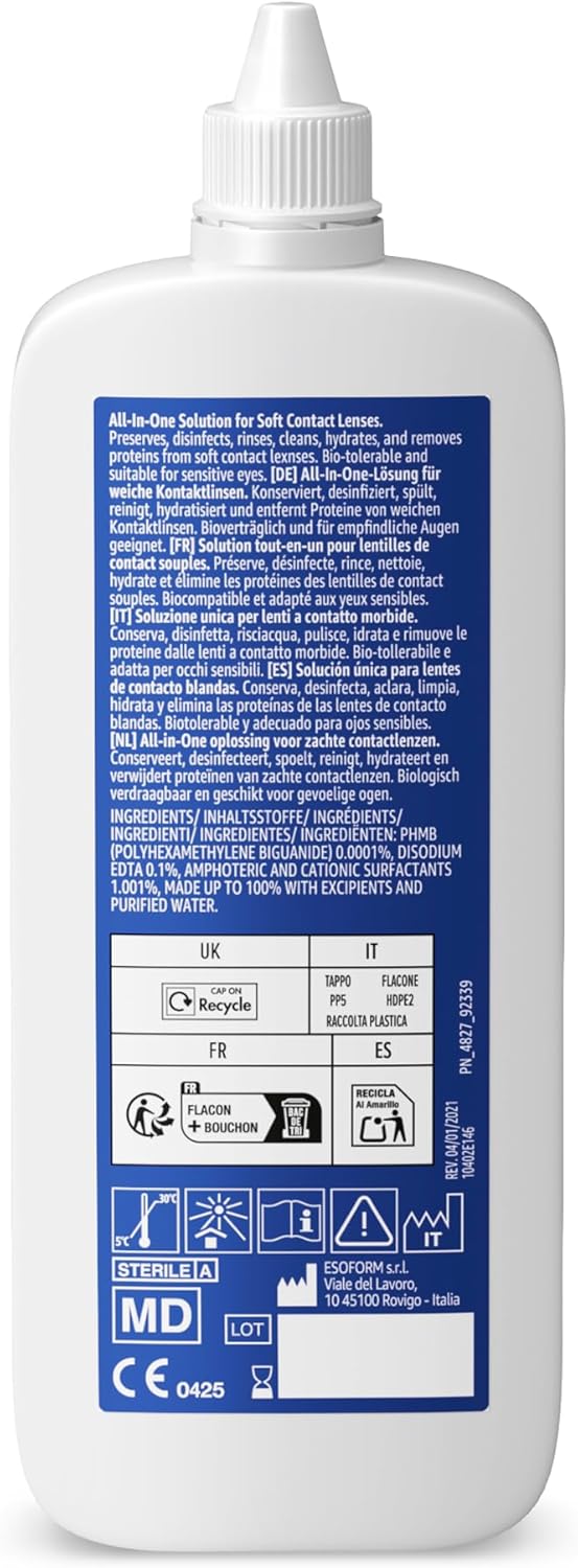 Healthcare by Amazon All-In-One Contact Lens Solution – For Soft Lenses, Bio-Tolerable for Sensitive Eyes, 2 x 250 ml