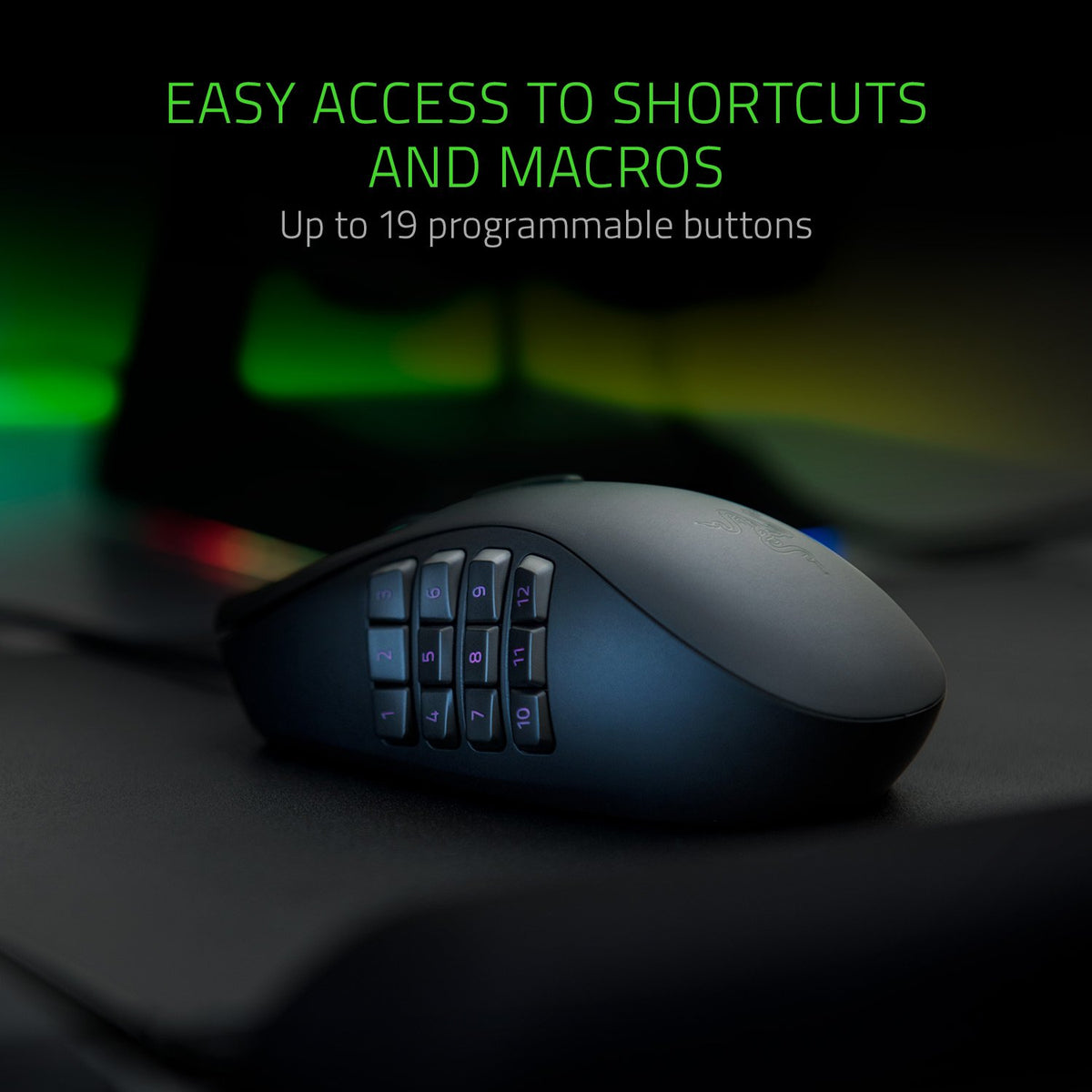 Razer Naga X - Ergonomic MMO Gaming Mouse with 16 Programmable Buttons (2nd Gen Optical Mouse Switches, Advanced 5G Optical Sensor, 85g Ergonomic Design, RGB Chroma, Speedflex Cable) Black