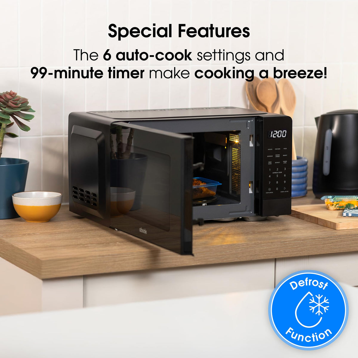 Abode Touch Control Microwave 20 Litre Black Digital 700W with Clock & Timer, 5 Auto Cook Settings & Defrost, 10 Power Levels AMT2012B (Touch Control, Silver)