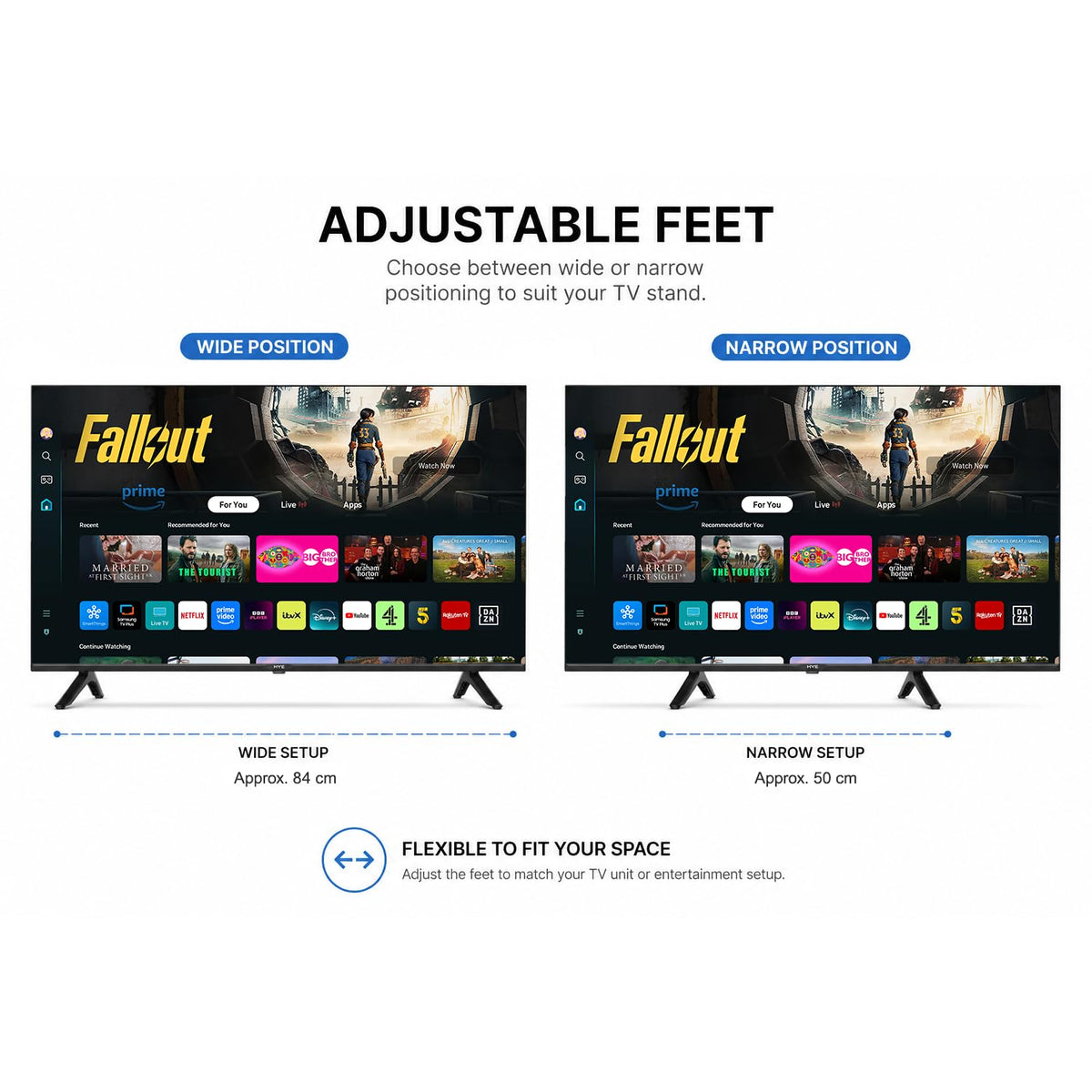 HYE 50" LED Smart TV - 4K Ultra HD, Samsung Tizen OS & Gaming Hub, Black