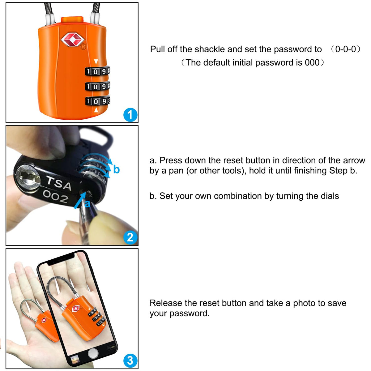 Diyife TSA Approved Luggage Locks with Flexible Steel Cable, Easy to Set up