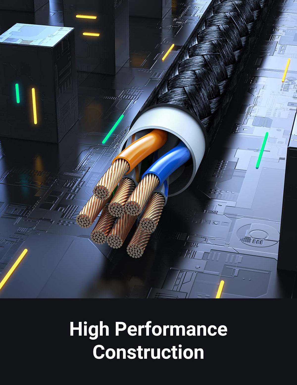 UGREEN Ethernet Cable 1M, High-Speed Gigabit Cat 6 Network Cable Braided