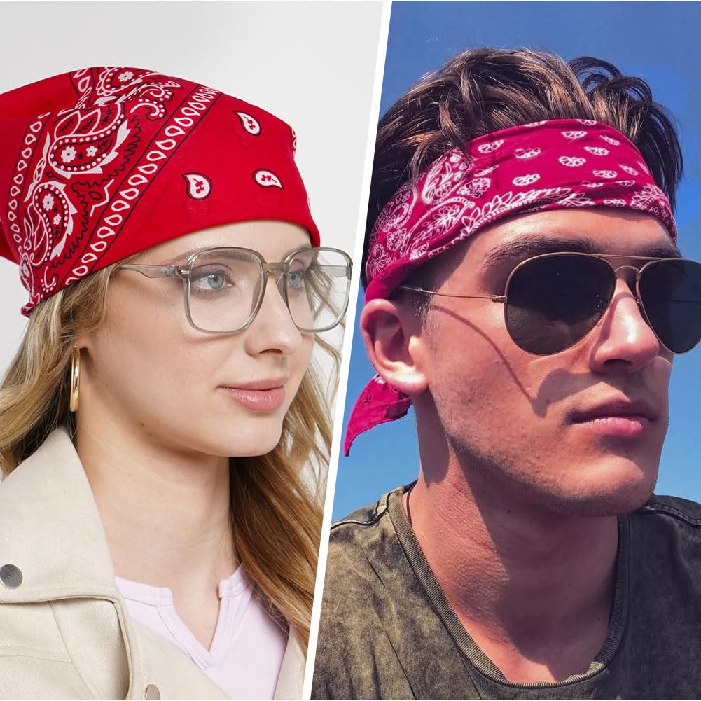 Aomig Bandana Head Scarf for Men and Women, Stylish Cowboy Headband Handkerchief, Multi-purpose Hair Scarf Paisley Print Unisex Headwraps, Bib Party Face Covering Headwear for Motorcycling