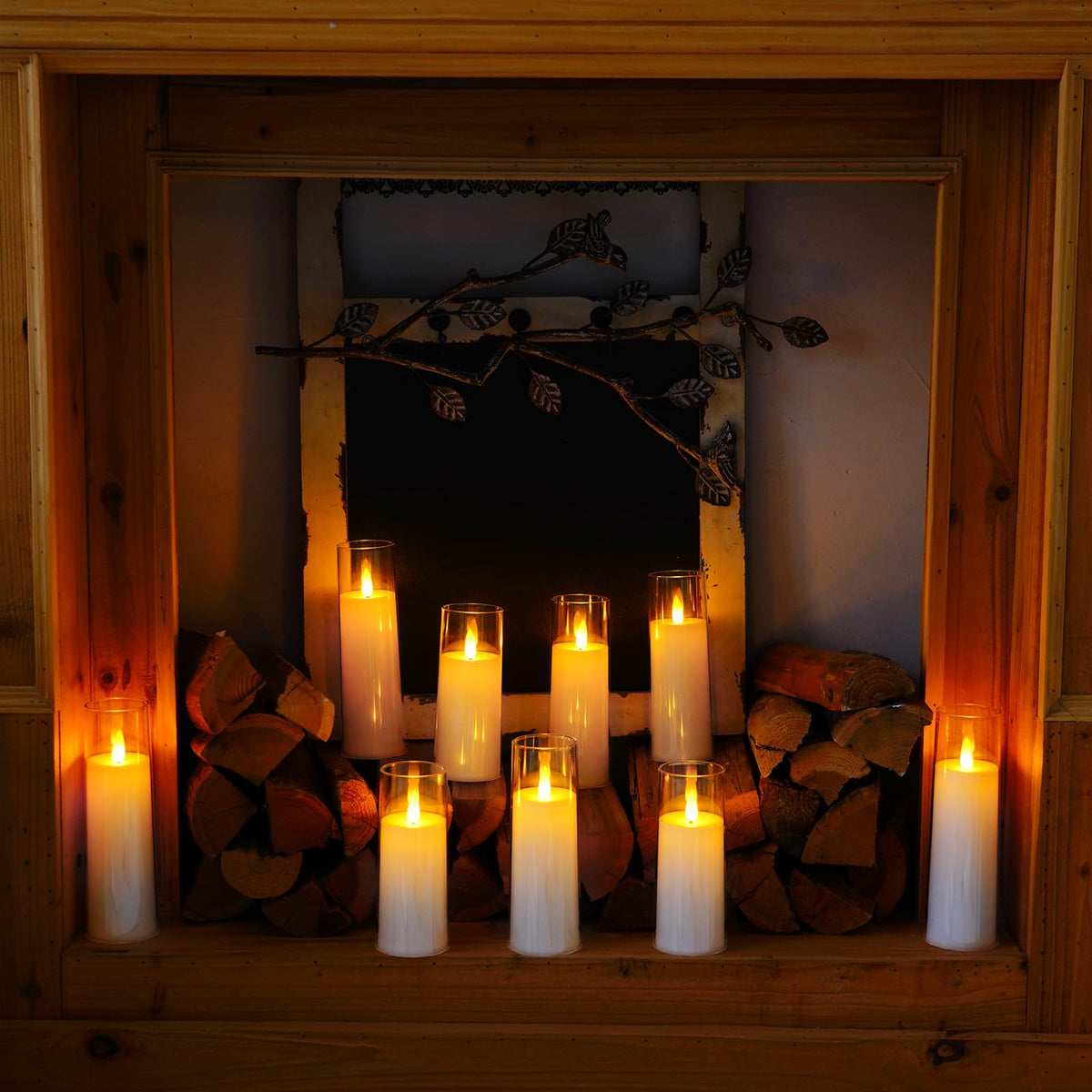 Homemory Real Wax LED Candles Flickering, Clear Glass Shell, Gold, Set of 3