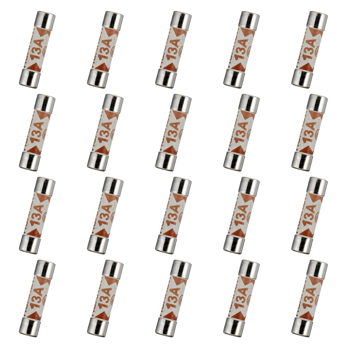 5 Values 100 Pcs 6.3x25 mm BS1362 1 3 5 10 13 A amp 240 V volt 0.248x0.984 Inch Ceramic Tube Fuses Assortment Kit