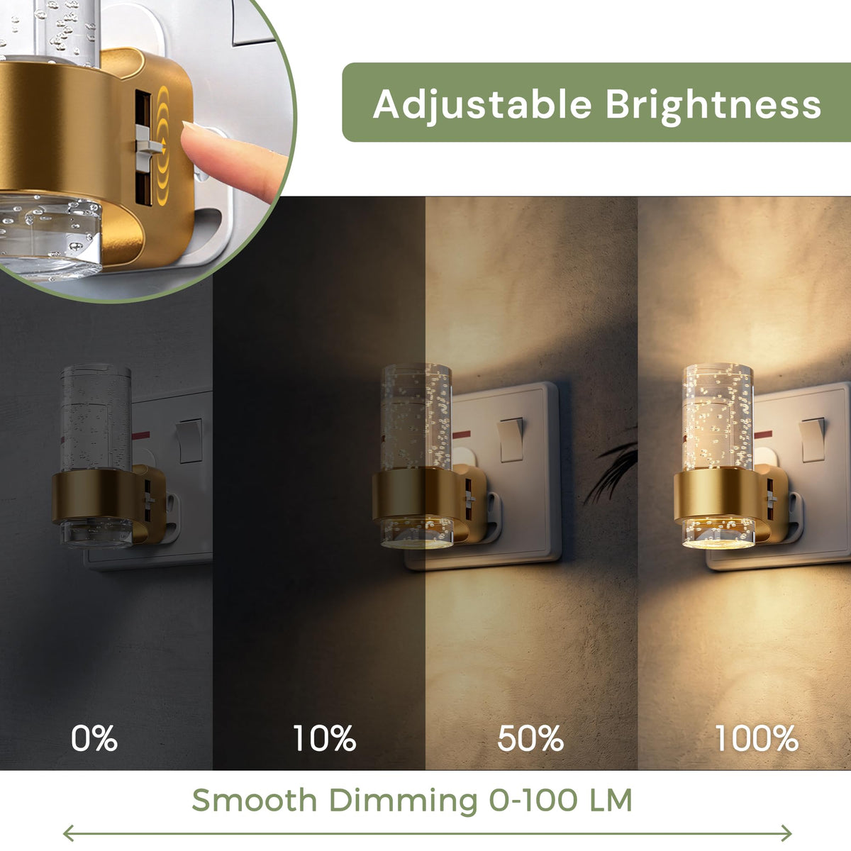 LOHAS-LED Night Light Plug in Wall with Motion Sensor, Dimmable Night Light
