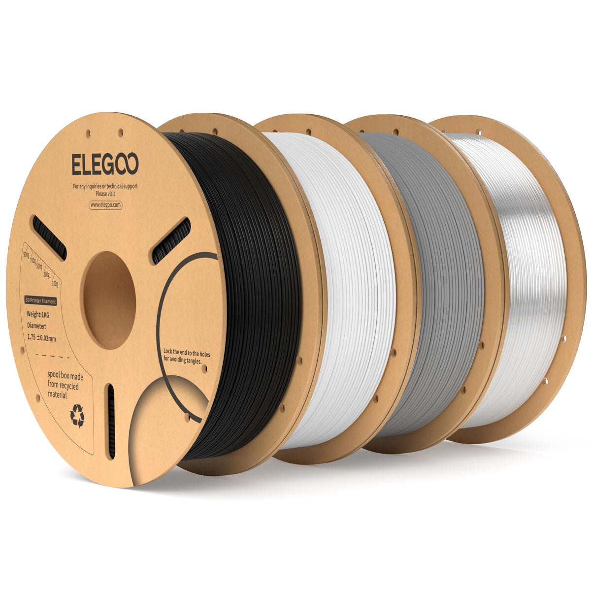 ELEGOO PLA Filament 1.75mm Black 1KG, 3D Filament Dimensional Accuracy +/- 0.02mm, 1kg Cardboard Spool(2.2lbs) 3D Printing Filament Fits for Most FDM 3D Printers