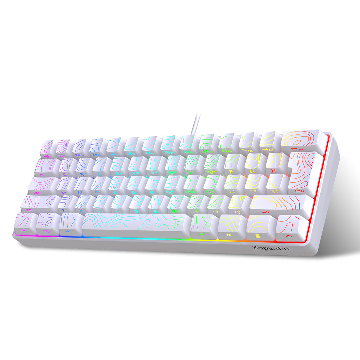 Snpurdiri Wired Mechanical Gaming Keyboard, 60% Size, LED Backlight, 61 Keys, Small Wired Office Keyboard for Windows Laptop/PC, Mac (Black-Red, Blue Switches)