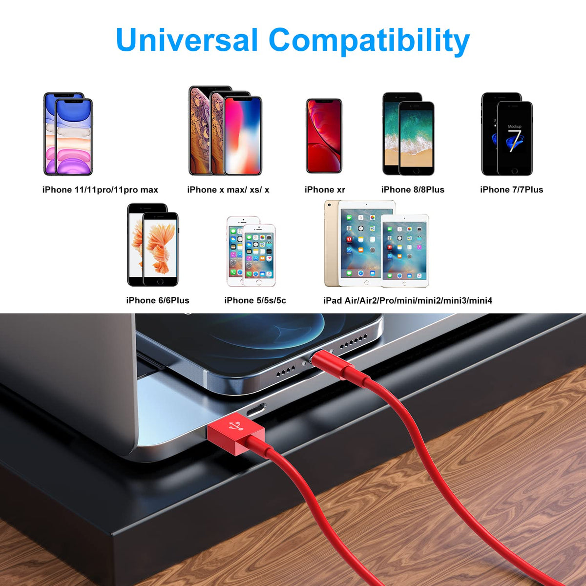 2 Pack Apple MFi Certified iPhone Charger Cable 2m, Apple Lightning to USB Cable Cord 2 metres Fast Charging A pple Phone Long Cable for iPhone13/12/12 mini/ 11/11Pro/Max/X/XS/XR/XS Max/8/7/6/iPad