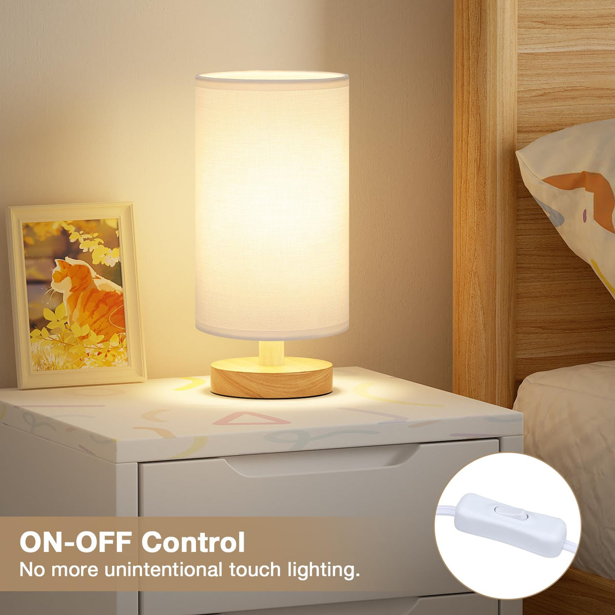 Aooshine Bedside Lamps, 3000K Warm Table Lamp for Bedroom Living Room