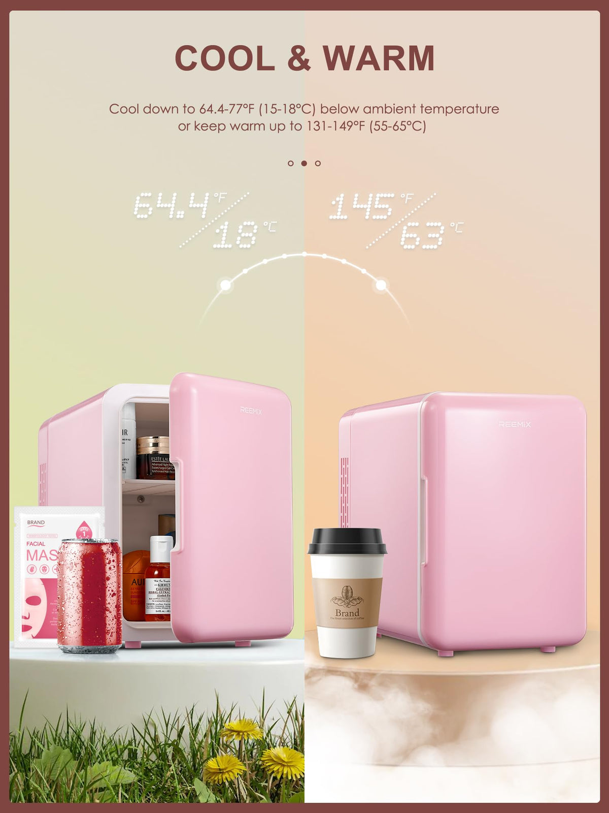 Mini Fridge 4 Litre, 6 Can Portable AC+DC Power Cooler & Warmer, Portable Small Fridge for Bedrooms, Cars, Offices; Skincare, Makeup, Cosmetics, Food (Black, 4L)