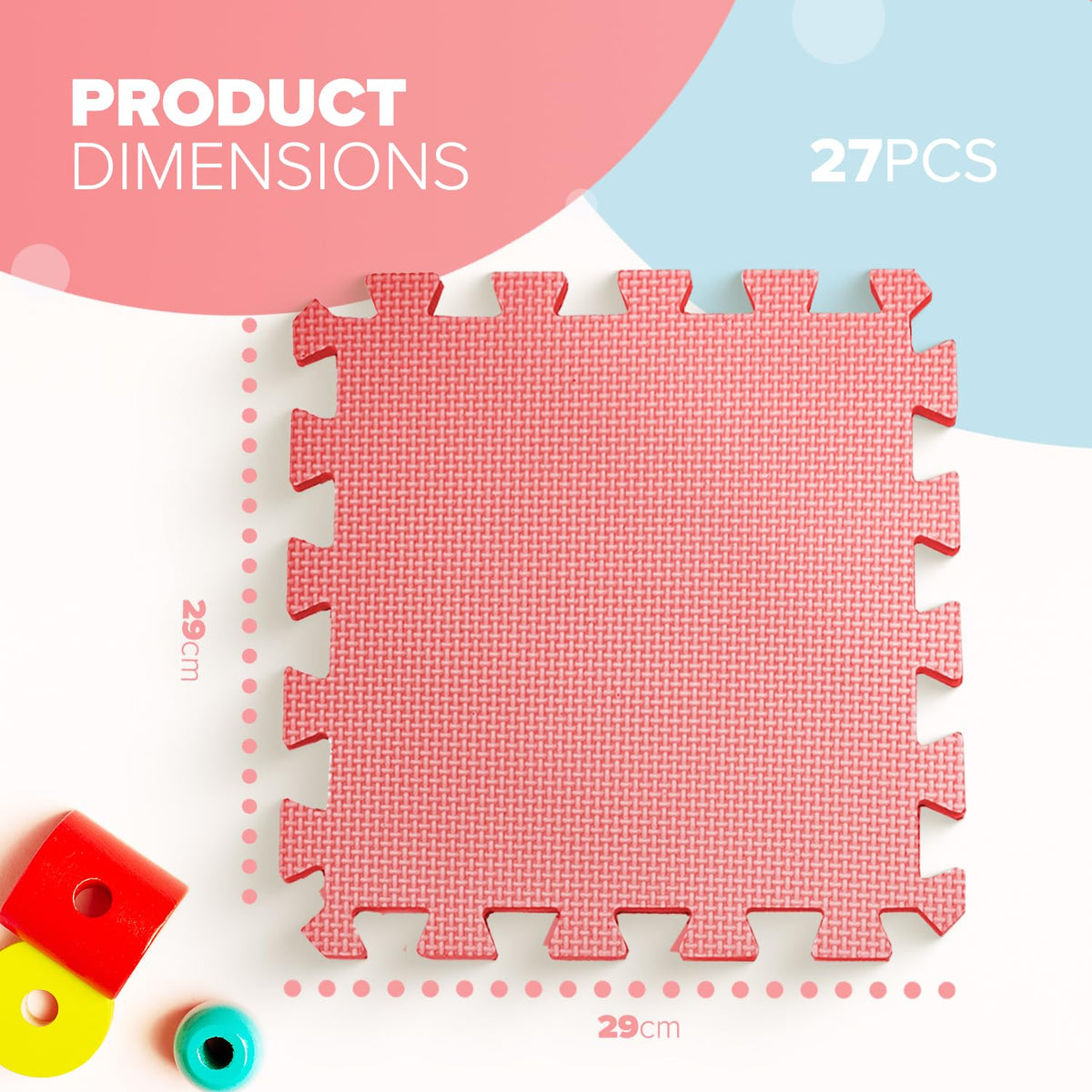 kidoola Foam Baby Play Mat (29x29cm) – Thick & Soft EVA Foam Interlocking Floor Tile Matting for Children – Large Multi Colour, Safe & Comfortable 7mm Thick Play Flooring (9pc)