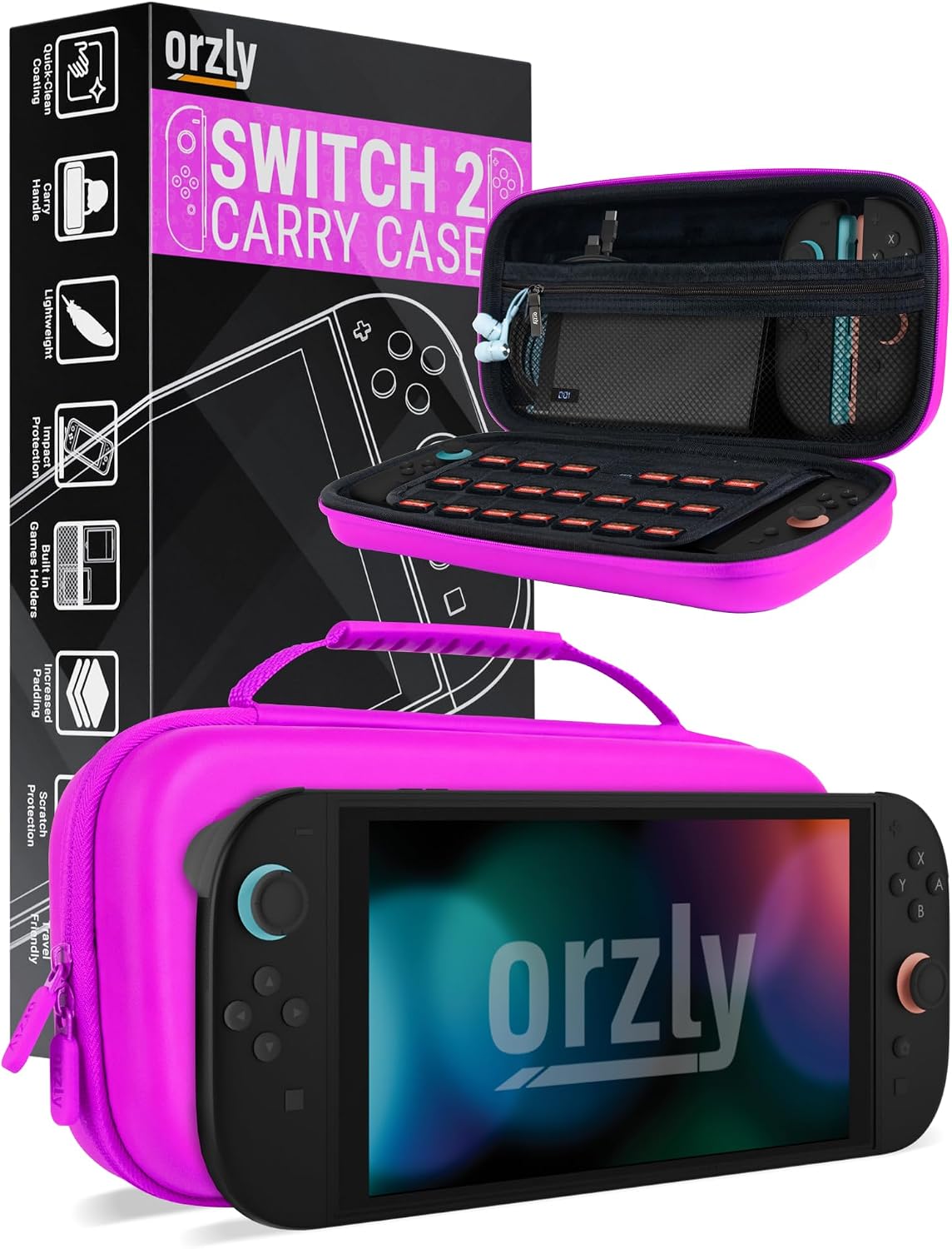 Orzly Carry Case for Nintendo Switch Lite Protective Hard Shell Portable Travel Carry Case with Storage for Accessories & Game Cartridges (Red & White)