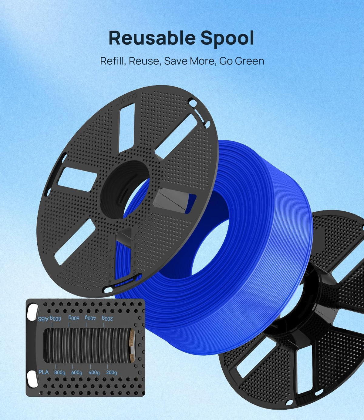 JAYO PLA 3D Printer Filament 1.1KG Black, PLA Filament 1.75mm, Dimensional Accuracy +/- 0.02mm, Neatly Wound Filament, Fits Most FDM Printer.