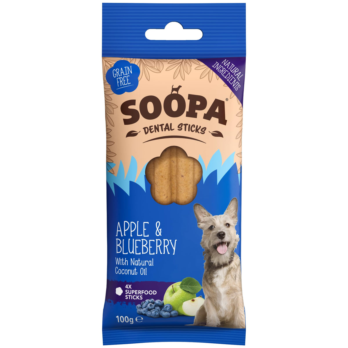 Soopa Carrot & Pumpkin Dog Dental Sticks, Chews to Clean Teeth, 100 g, 1-Pk