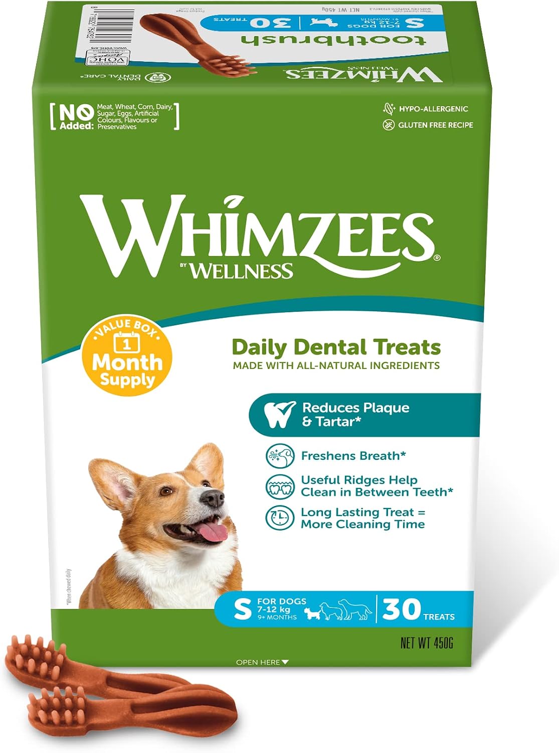 WHIMZEES Toothbrush S, Month Box, 30 Pieces – Size S