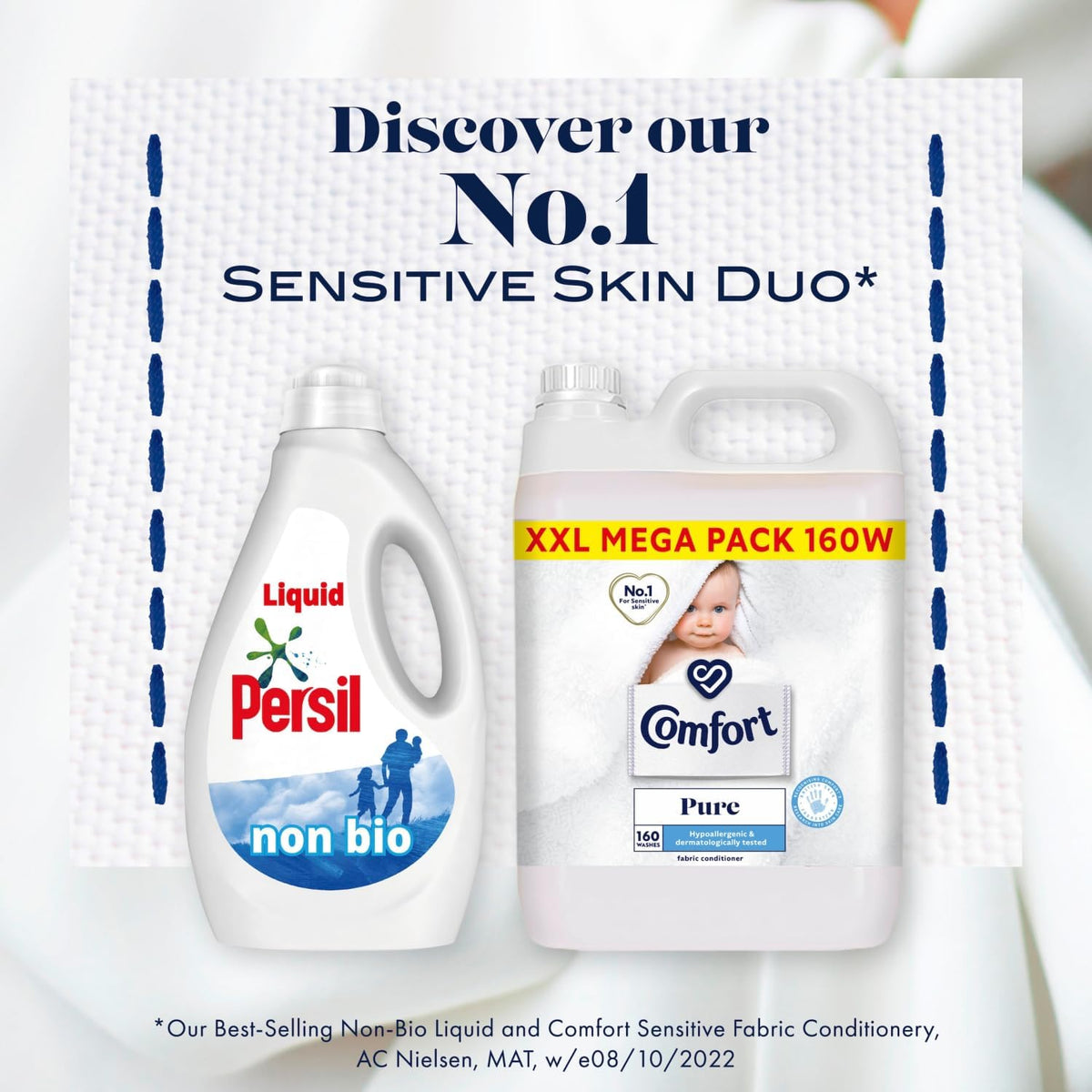 Comfort Pure Fabric Conditioner XXL Mega Pack Fabric Softener Washing Liquid, Hypoallergenic and Dermatologically Tested Suitable for Sensitive Skin, 2 Packs of 160 Washes 5L
