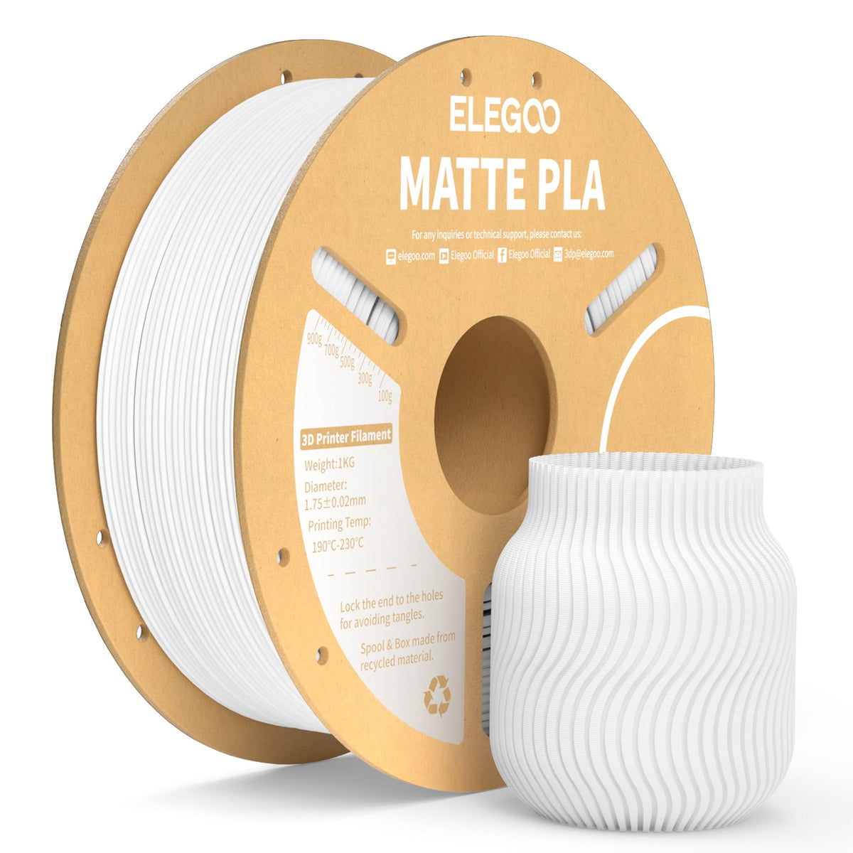 ELEGOO Matte PLA 3D Printer Filament Lavender Purple 1KG 1.75mm