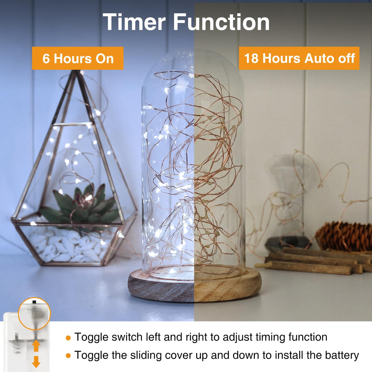 litogo Halloween Orange Fairy Lights Battery Operated with Timer, 3M 30 LED